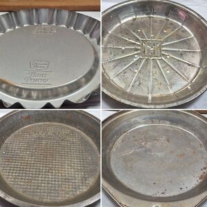 Rustic Kitchen Decor - Old Pie Tins Lot - 4pc Duncan, Ovenex, Ekco, Lloyd Harris